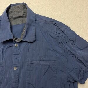 Calvin Klein Jeans Shirt Mens M Blue Short Sleeve Button Up‎ Utility Pocket 4143
